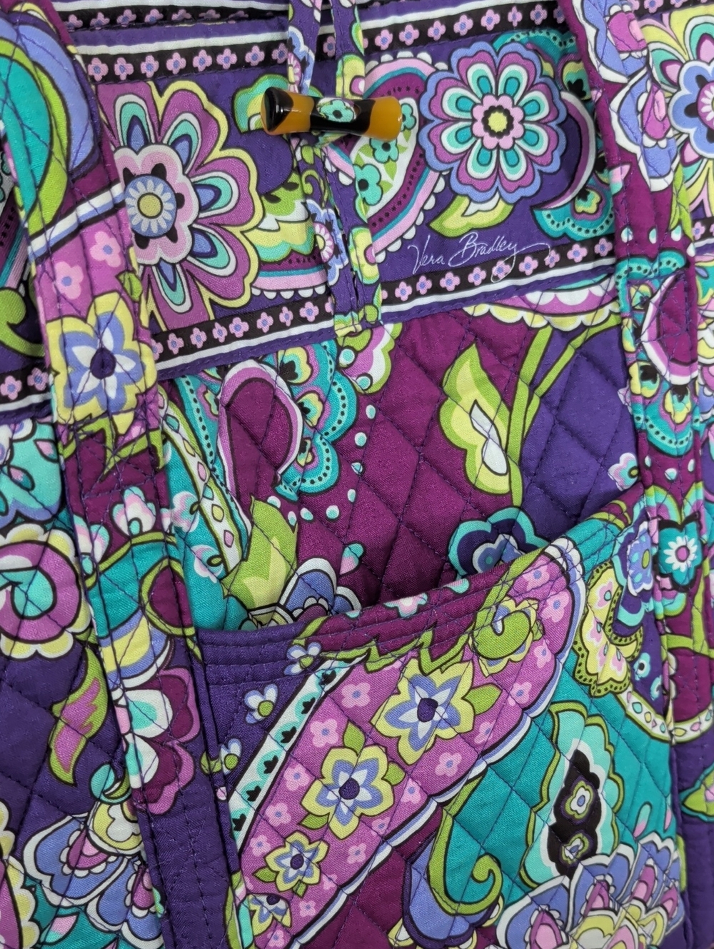 Vera Bradley Retired Heather Paisley Quilted Tote Teal and Purple - SALE!! - Picture 4 of 15
